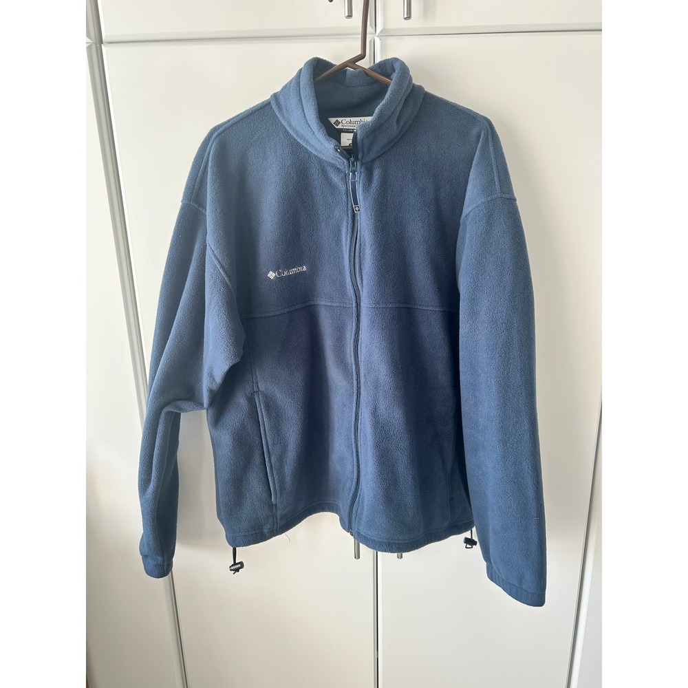 Columbia Mens Fleece Jacket XL Blue Full Zip Mock Neck Outdoor GS-108
